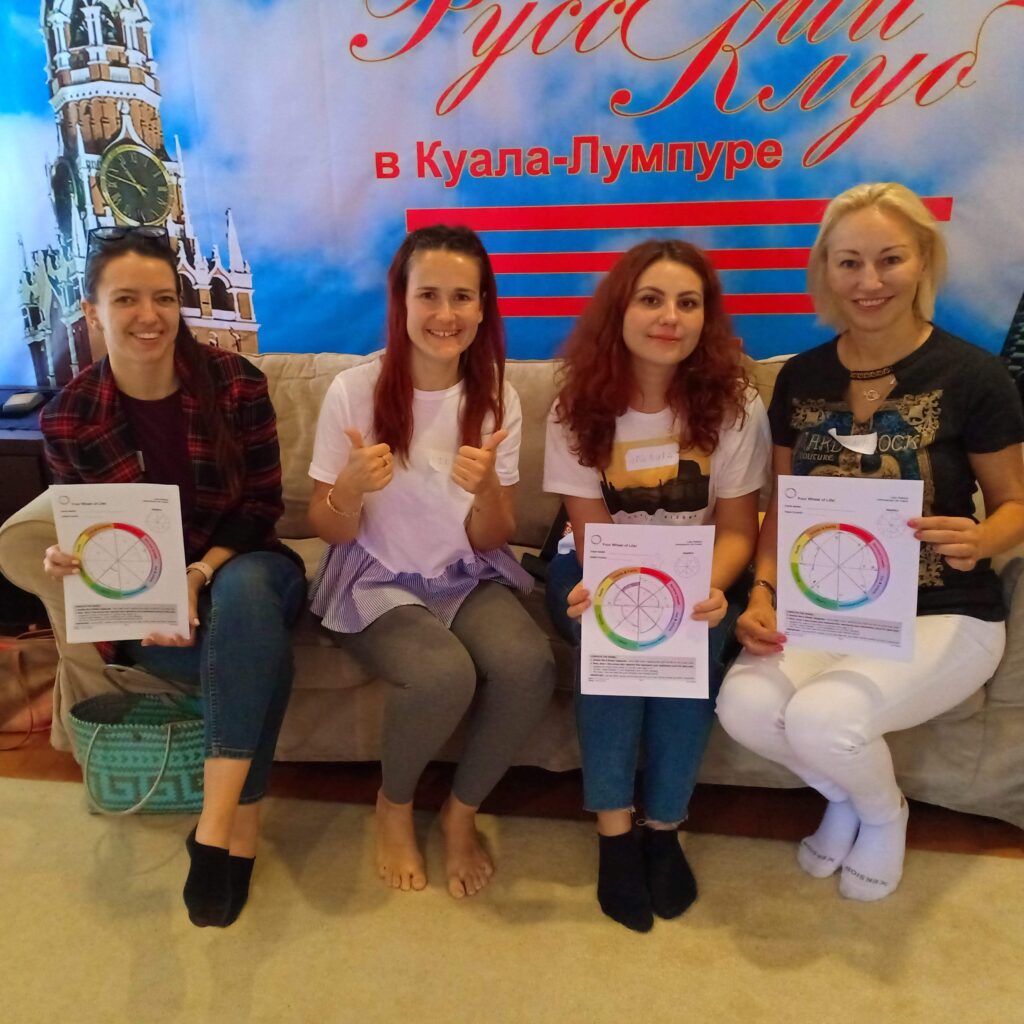 Conducting a Wheel of Life workshop with a Russian club in Malaysia